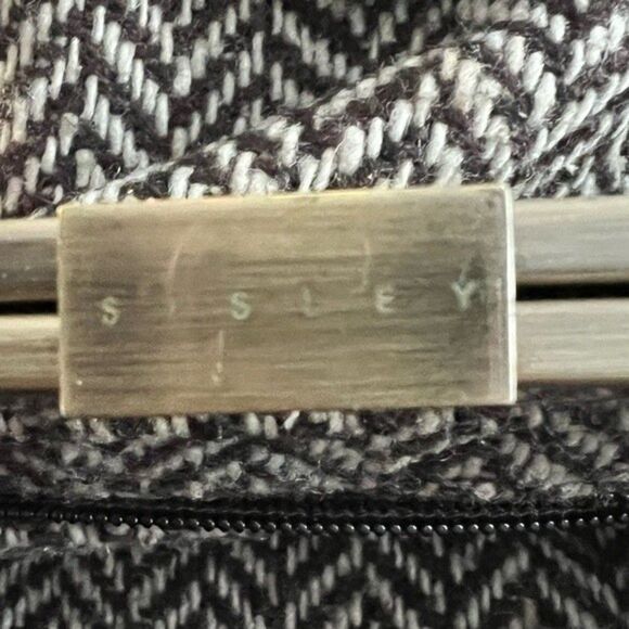 Sisley Handbag Satchel Herringbone Chevron Wool Blend fabric Shoulder strap - Picture 6 of 12